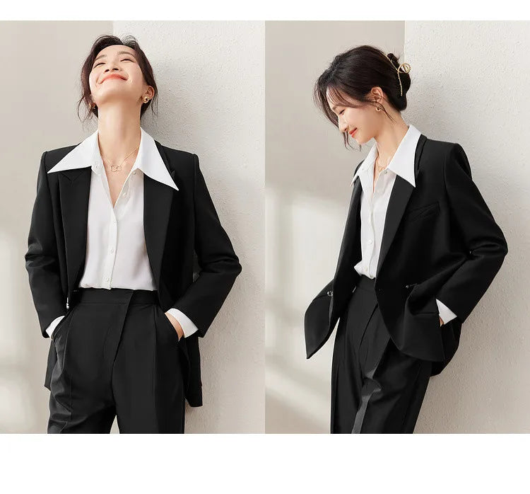 Black Blazer Suit Jacket Women 2026 Spring Fall Fashion Trend Elegant Office Ladies Work Wear Clothing 153XC3230X