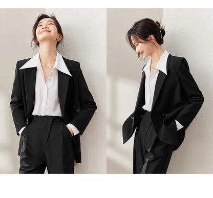 Black Blazer Suit Jacket Women 2026 Spring Fall Fashion Trend Elegant Office Ladies Work Wear Clothing 153XC3230X