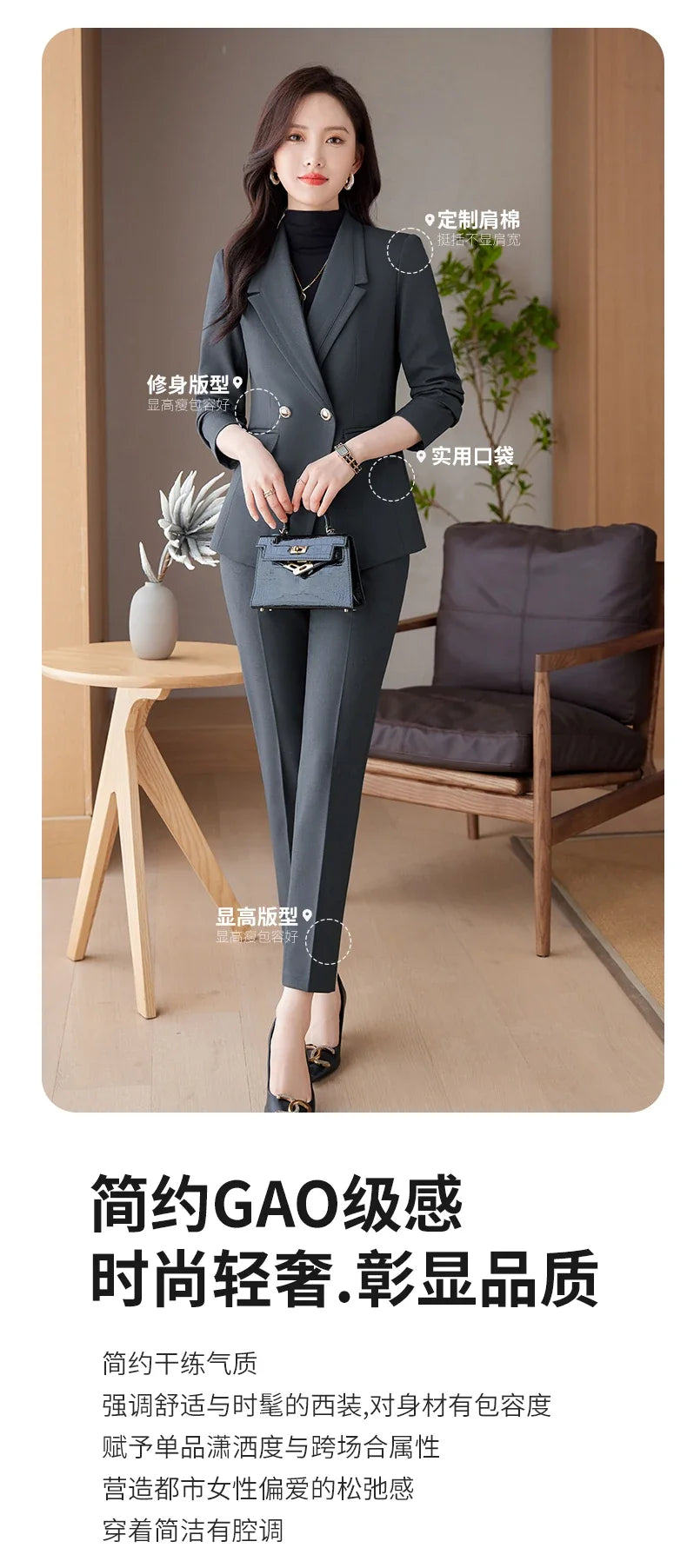 Professional Long-Sleeved Trouser Suits for Women, Fashionable Trousers, High Quality, Show, Elegant, New, Autumn and Winter