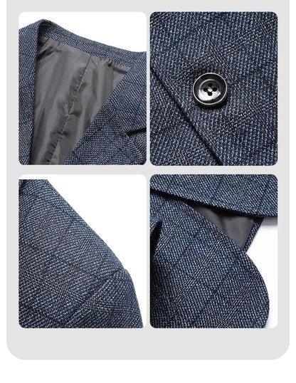 Blazer Men Business Gentleman Wedding Fashionable Checkered Best Gentlemanly Slimming and Casual Middle-aged and Elderly Blazer