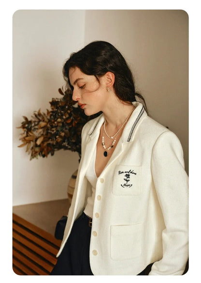 French Causal Blazer Woman 2026 Spring New Notched Long Sleeve Blazers Commute Elegant Solid Outerwear GO57QW001103