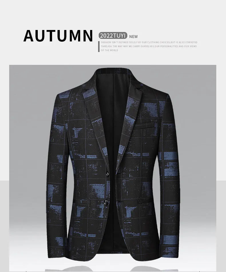 New Men's Blazer 4XL Outerwear Fashion Printing Slim Business Casual Suit Jacket For Men Clothing Wedding Coat A2F106