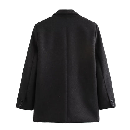 Women's Fashion Versatile Lapel Single Breasted Blazer With Shoulder Pads Female High Street Casual Long Sleeve Jacket Mujer