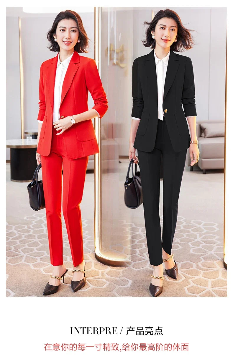 Women's Professional Pants Suit High-Quality Autumn Winter Wear Show Time Increased Temperament