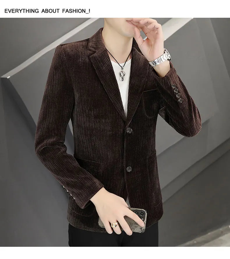 2026 Spring Autumn Corduroy Suit Jackets for Men Business Casual Blazers KoreanSlim Fit Social Office Wedding Suits Coats 4XL
