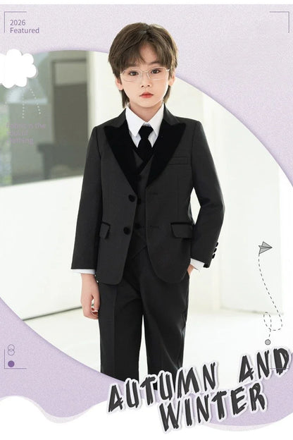 Boys Fashion Blazer Jacket Waistcoat Pants Wedding Suits Kids Morning Coat Formal Dress Children Tuxedos Toddler Clothes Sets