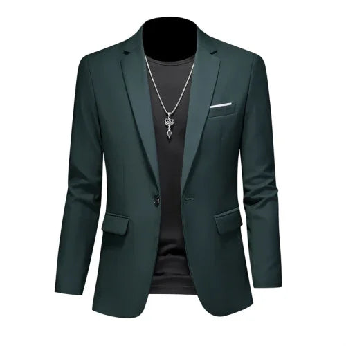 Men's Slim Fit Single-Breasted Blazer for Business Casual and Wedding Occasions
