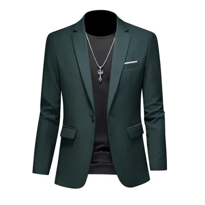 Men's Slim Fit Single-Breasted Blazer for Business Casual and Wedding Occasions