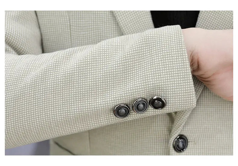 Blazer: An Outdoor Fashion Business Gentleman Pure Color Wedding Host Slim-fit Casual Korean-style Versatile Men Fleece Blazer