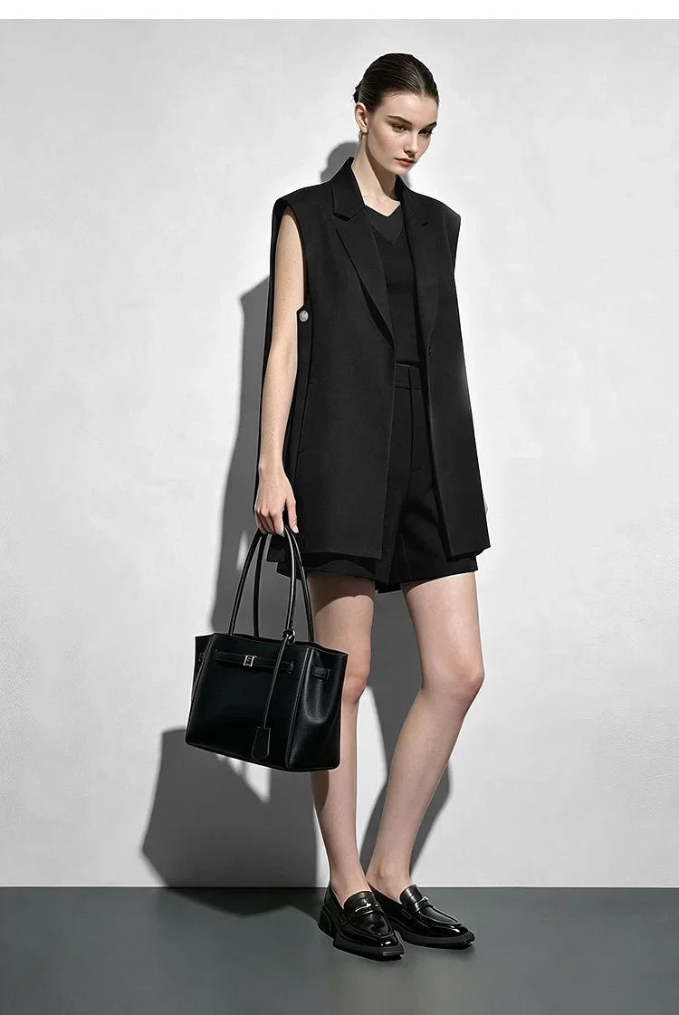 Women Lapel Collar Vest Jacket Loose Long Draped Construction Minimalist Commuter Coats Woman Autumn Outfit 2026 12623085