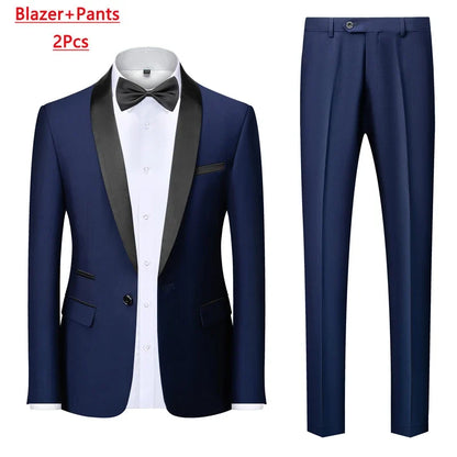 Men's Slim Fit Formal Suit Set – Blazer, Vest & Pants for Weddings & Parties
