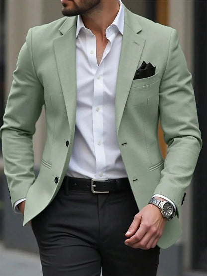 Sage Green Suits Blazer for Men Slim Fit Notch Lapel Single Breasted Men Suit Jacket 1 Piece Italian Style Fashion Male Coat