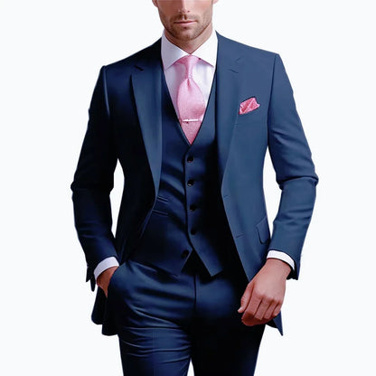 Elegant Men's Formal 3-Piece Slim Fit Wedding Suit with Notch Lapel Blazer Vest Pants for Party Prom Best Man Business Wear