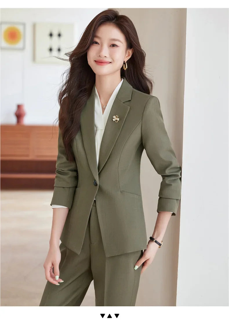 2026 Professional Womens Autumn and Winter New Two-Piece Long-Sleeved Suit + Trousers. Fashion Boutique Suit