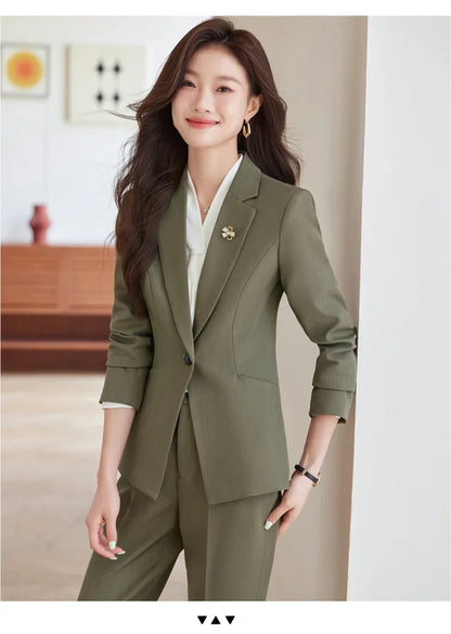 2026 Professional Womens Autumn and Winter New Two-Piece Long-Sleeved Suit + Trousers. Fashion Boutique Suit