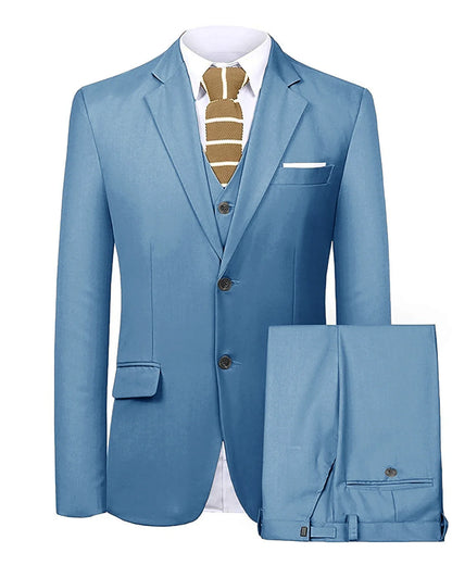 Men's 3 Pieces Suit Two Buttons Notch Lapel Jacket Waistcoat and Trousers Dinner Wedding Tuxedos Slim Fit Formal Business Suits