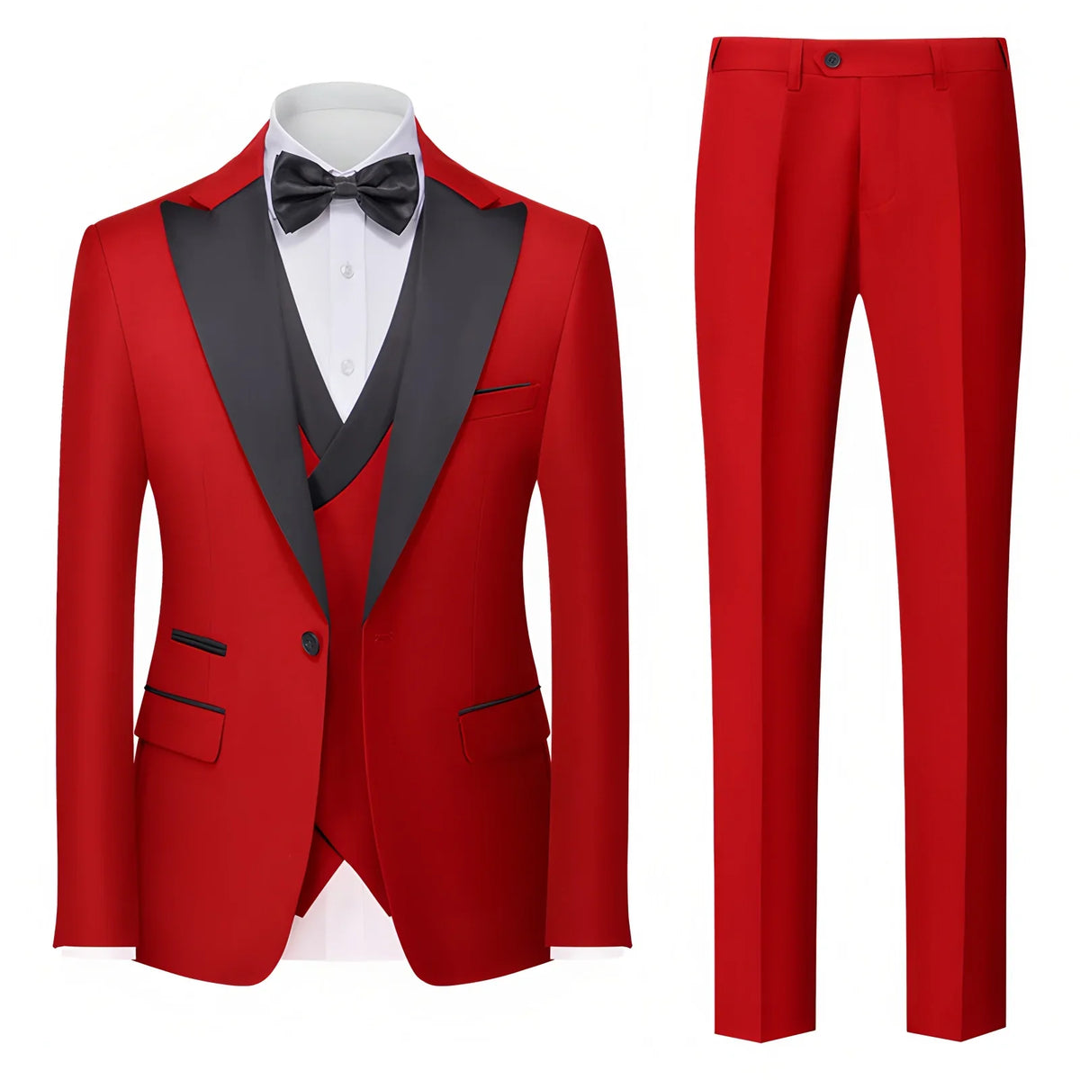 Men's Suit 3 Pieces Set Slim Fit Business Leisure Banquet Wedding Groom Dress Jacket Vest with Pants