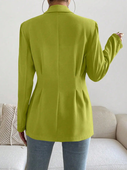 Womens Solid Color Classic Blazer Long Sleeve Single Button Slim Fit Office Work Jacket Autumn Spring Formal Outerwear