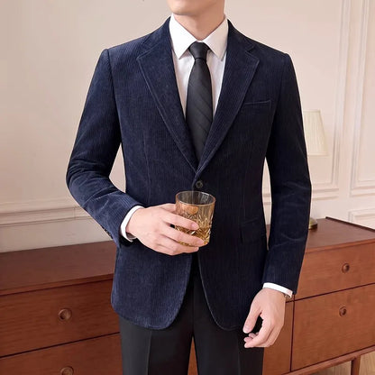 2026 Autumn Winter Velvet Casual Suit Jacket for Men High-quality Slim Fit Social Banquet Wedding Groom Blazers Men Clothing