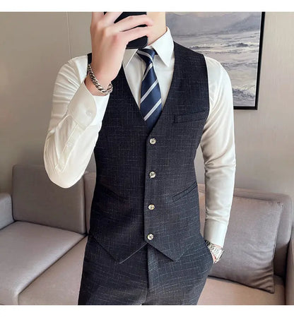 Suit  Men's Fashion Banquet Slimming Striped Dance Singer Trendy Host Casual Wedding Banquet Dress Male Star Performance Suit