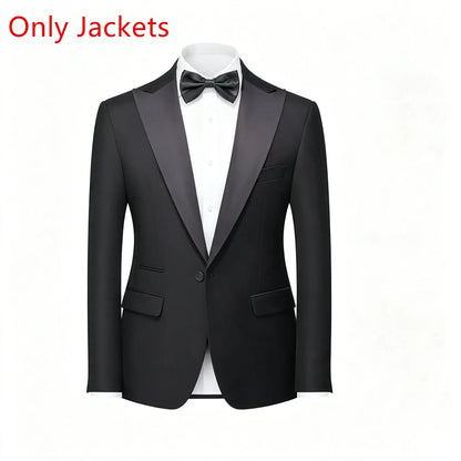 Fashion Men's Premium Solid Color Slim Fit Business Formal Suit Set, Perfect for Groom, Office, Wedding, Groomsman & Work Wear