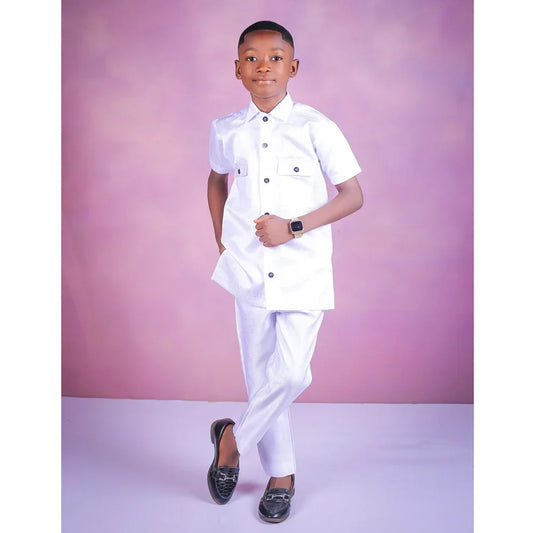 Boy Suits Fashion Short Sleeves Single Breasted Children's Clothing Summer Stand Collar Formal Fashion Daily Kids Clothes