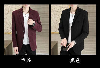 Blazer Men's Business Gentleman Korean Wedding Fashion Trend, Slim Fit, Breathable, Striped, Versatile, High-end Casual Blazer