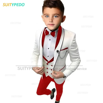 Elegant Formal Suit For Boys Performance 3 Pieces Set Wedding Prom Kids Costume Classic Children Tuxedo Outfit Blazer Vest Pants