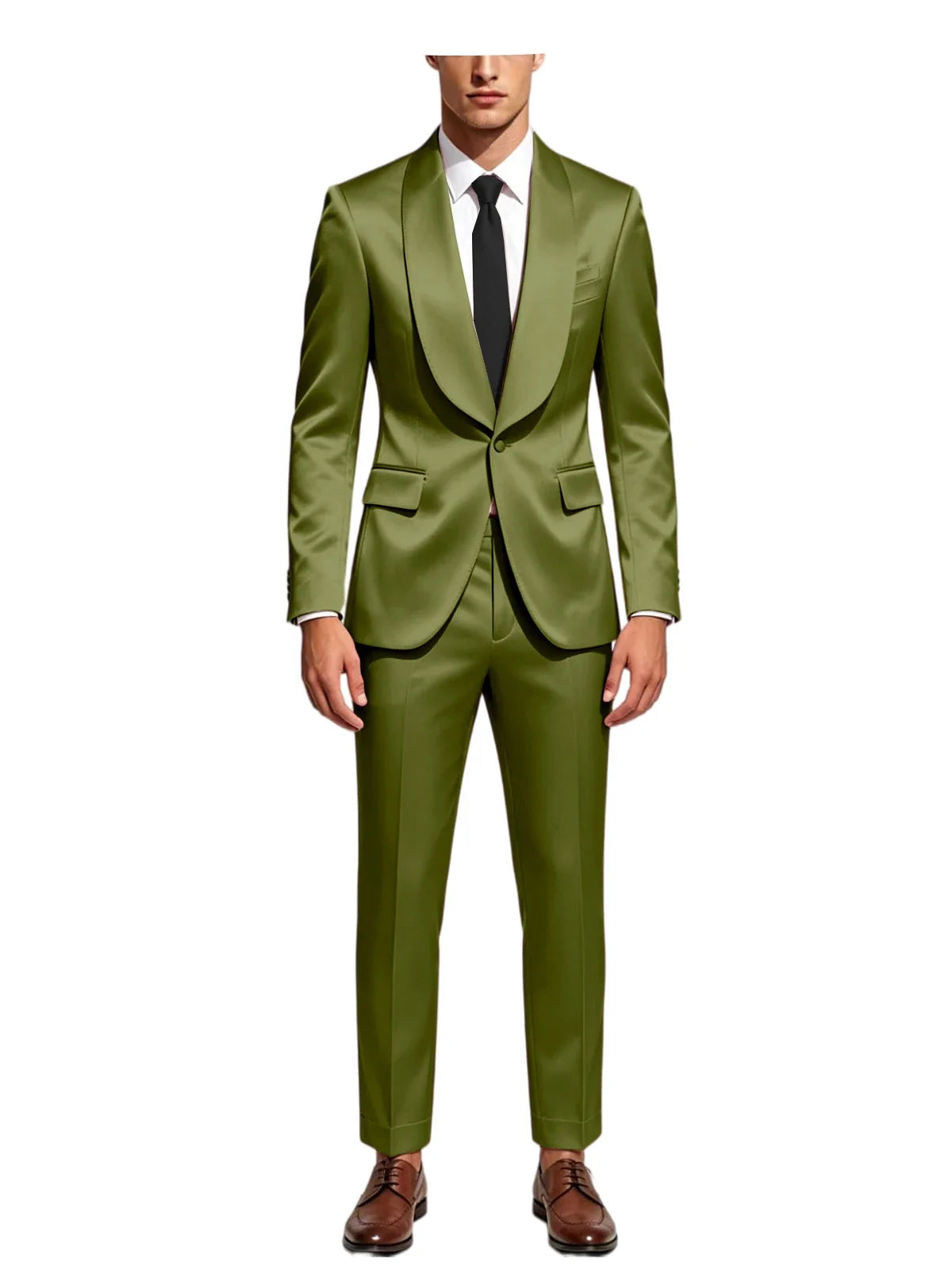 Men's Satin Suit 2-Piece Slim Fit Shawl Lapel Tuxedo for Wedding & Formal Events