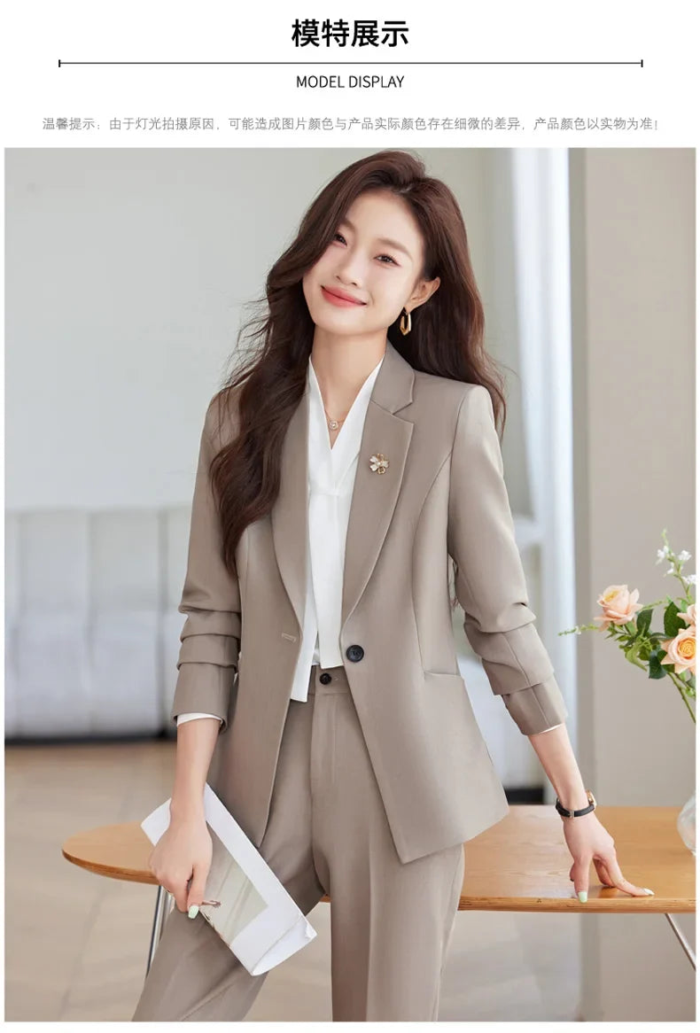 2026 Professional Womens Autumn and Winter New Two-Piece Long-Sleeved Suit + Trousers. Fashion Boutique Suit