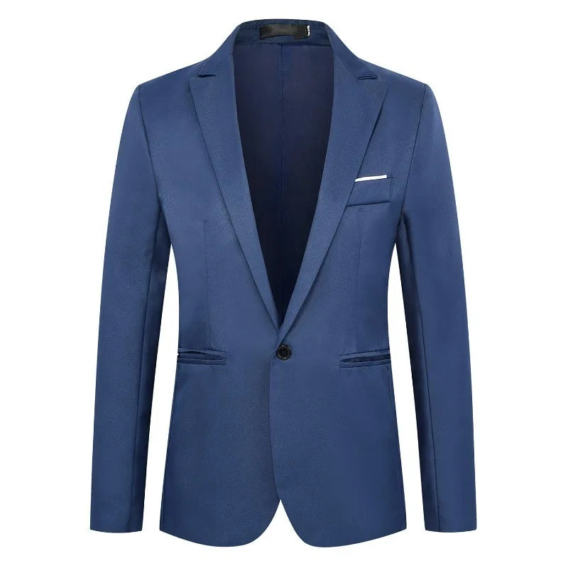 KIDWHXR Man Suit Jacket Slim Solid Single-breasted Suits Coats Men Long Sleeve Formal Business Party Wedding Blazer for Male