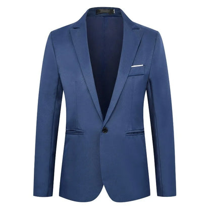 KIDWHXR Man Suit Jacket Slim Solid Single-breasted Suits Coats Men Long Sleeve Formal Business Party Wedding Blazer for Male