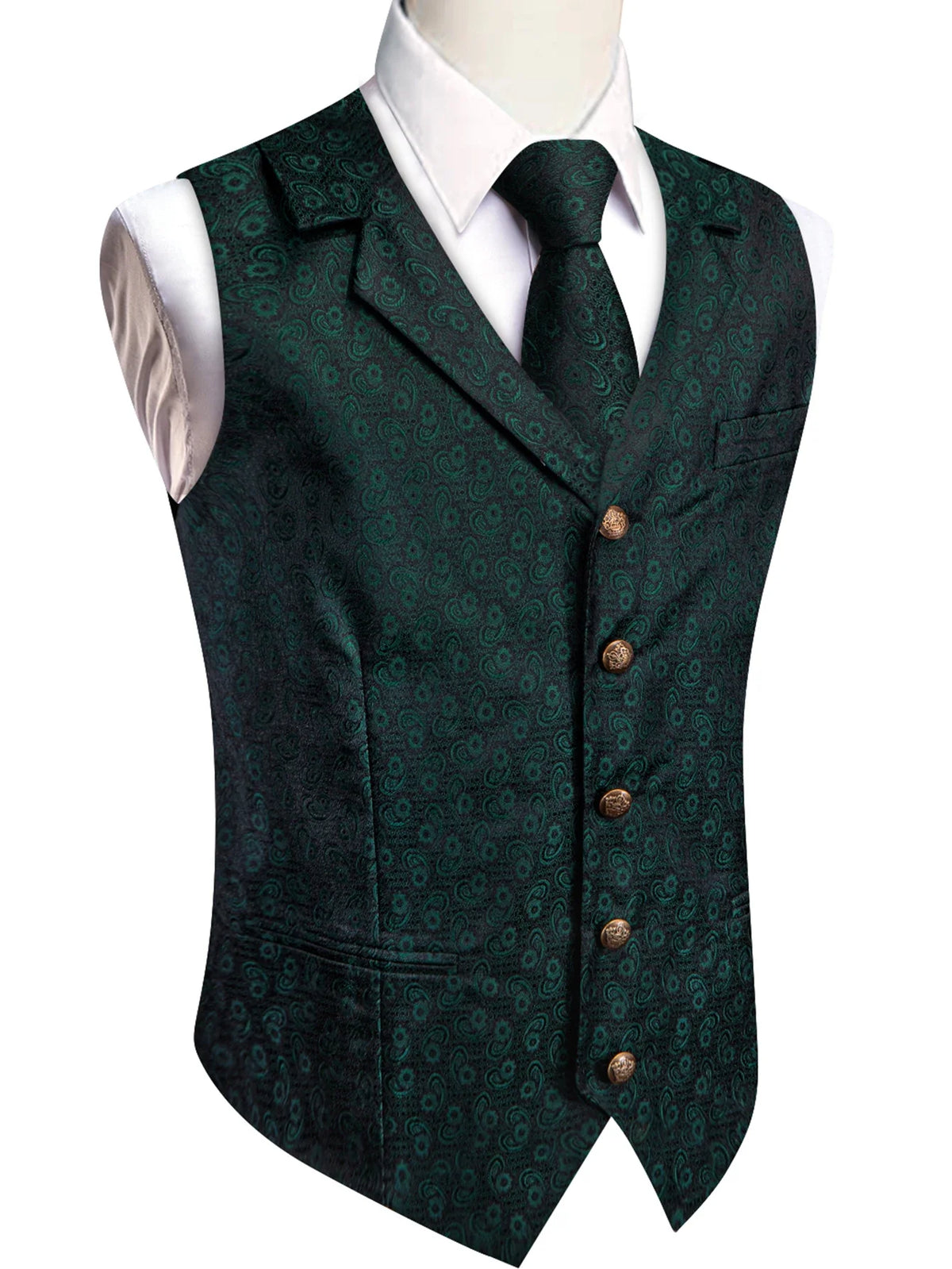 Men's Vest and Tie Set – Paisley Floral Waistcoat with Necktie for Weddings and Business Occasions