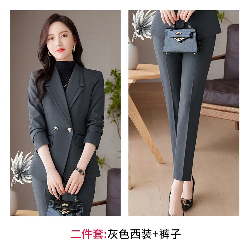 Professional Long-Sleeved Trouser Suits for Women, Fashionable Trousers, High Quality, Show, Elegant, New, Autumn and Winter