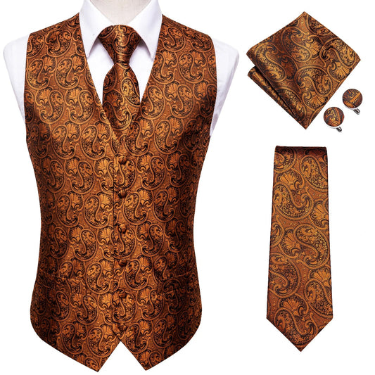 Men's Vest Suit Set – Silver Grey Silk Waistcoat with Tie, Handkerchief & Cufflinks for Wedding