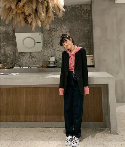 Women's Slim Fit Long Sleeve Blazer Elegant Office Blazer Casual Korean Fashion Street Trend Spring Autumn New