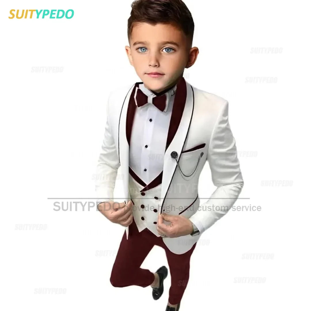Elegant Formal Suit For Boys Performance 3 Pieces Set Wedding Prom Kids Costume Classic Children Tuxedo Outfit Blazer Vest Pants
