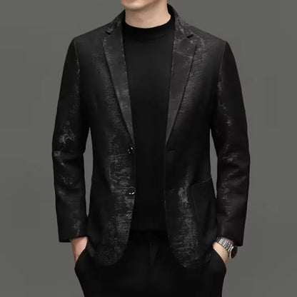 Men's Slim Fit Sheepskin Leather Blazer – Smart Casual Single Breasted Suit Jacket