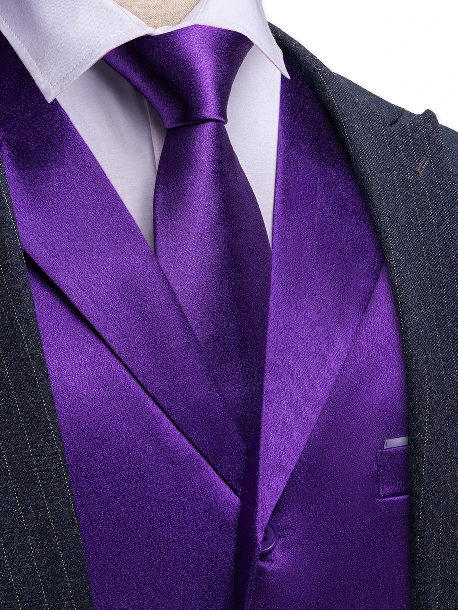 Men's Satin Vest Set with Tie, Bowtie & Pocket Square – Slim Fit for Weddings & Formal Occasions