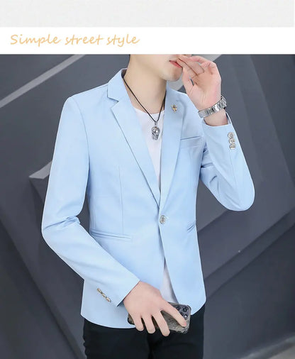Blazer Men's Fashion Outdoor Travel Gentleman Wedding Slimming Business Versatile Trendy Casual Korean-style Formal Wear Blazer