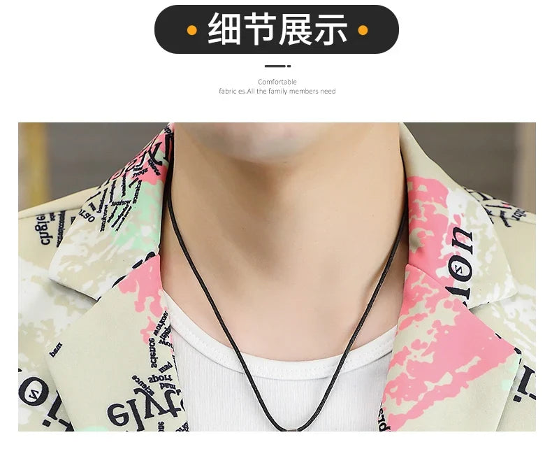 2022 New Fashion Print Suit Jacket Men's Slim Fit Casual Blazers Streetwear Social Club Prom Formal Party Suit Coats Hommes