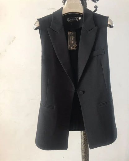 Women Fashion Solid Single Breasted Waistcoats Vest Sleeveless Jackets Female Chic Lady Tank Tops Casual Black White Top