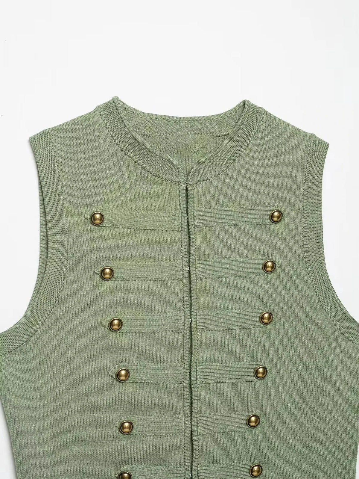 Women Elegant Solid Sleeveless Vest Double Breasted Decorative Slim Fit Short Chic Top 2026 Summer Casual Beach Vacation Top