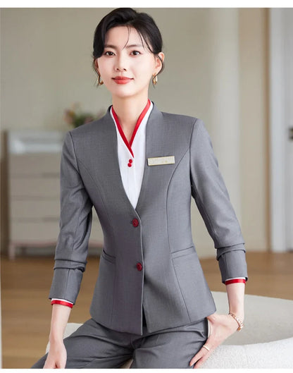 2024 fashionable professional womens clothing. Two-piece long-sleeved suit + pants. High quality slim fit womens business