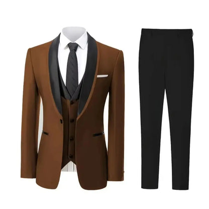 Wedding Men's Suits 3 Pieces Slim Fit Banquet Casual Wedding Suit Single Breasted Lapel (Jacket+Vest+Pants)