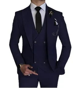 Fashion Smart Business Sky Blue Costume Homme Wedding Men Suits Peak Lapel Groom Tuxedos Terno Masculino Prom Blazer 3 Pieces