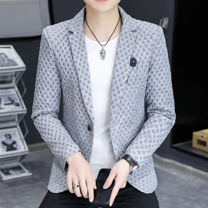 Blazer Men's Fashion Outdoor Travel Gentleman Wedding Slimming Business Versatile Trendy Casual Korean-style Formal Wear Blazer