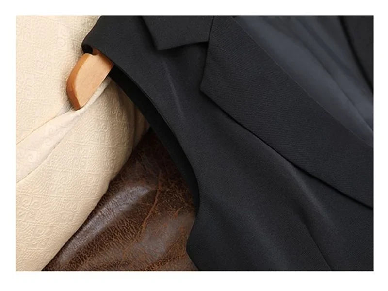 Autumn New Casual Lined Blazer Vest For Women Korean Loose Single Buckle Sleeveless Suit Coat Female Waistcoat Black Vest