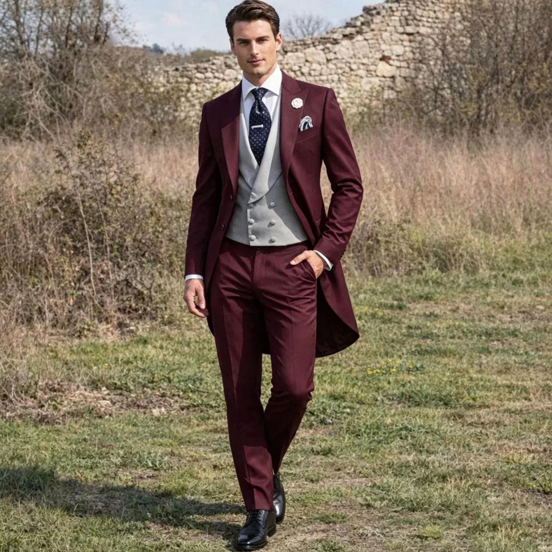 Men Suit Black 3 Pieces Gray Vest With Lapel For Wedding Birthday Banquet Party Business Work Office Tuxedo Jacket Vest Pants