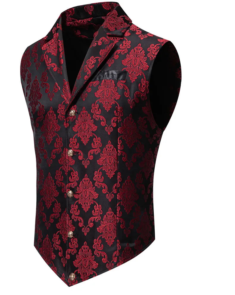 Men's Suit Vest Jacquard Smart Casual Single Breasted Slim Fit Waistcoat